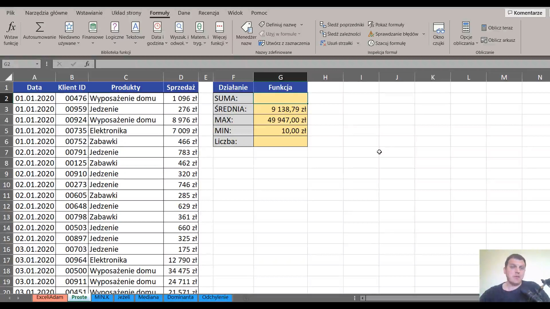 Podstawowe funkcje statystyczne w Excelu