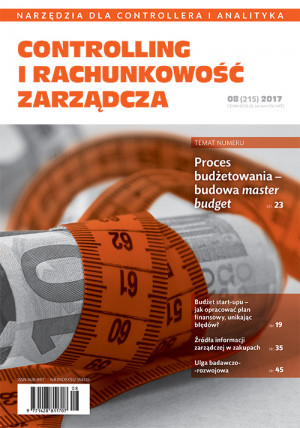 Controlling i Rachunkowość Zarządcza 8/2017 - Proces budżetowania - budowa master budget