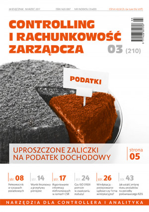 Controlling i Rachunkowość Zarządcza Wydanie 3/2017 - Controlling podatkowy Controlling i Rachunkowość Zarządcza Wydanie 3/2017 - Controlling podatkowy
