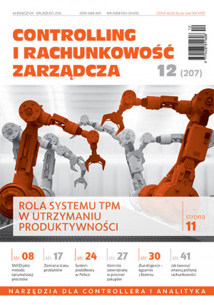 Controlling i Rachunkowość Zarządcza Wydanie 12/2016 - Rola systemu TPM w utrzymaniu produktywności Controlling i Rachunkowość Zarządcza Wydanie 12/2016 - Rola systemu TPM w utrzymaniu produktywności