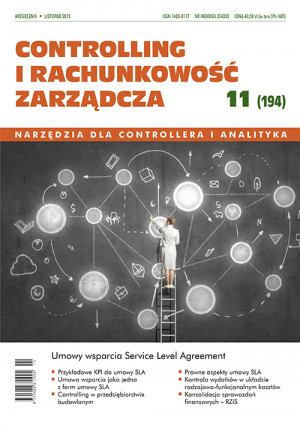 Controlling i Rachunkowość Zarządcza Wydanie 11/2015 - Umowy wsparcia Service Level Agreement