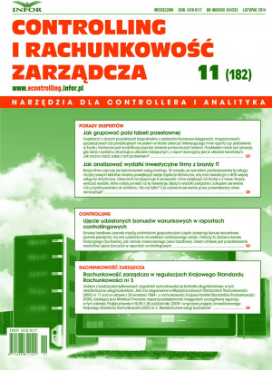 Controlling i Rachunkowość Zarządcza Wydanie 11/2014 - 